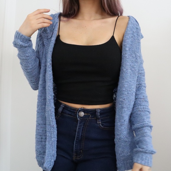 Hollister Blue Knit Hooded Cardigan - Picture 2 of 7